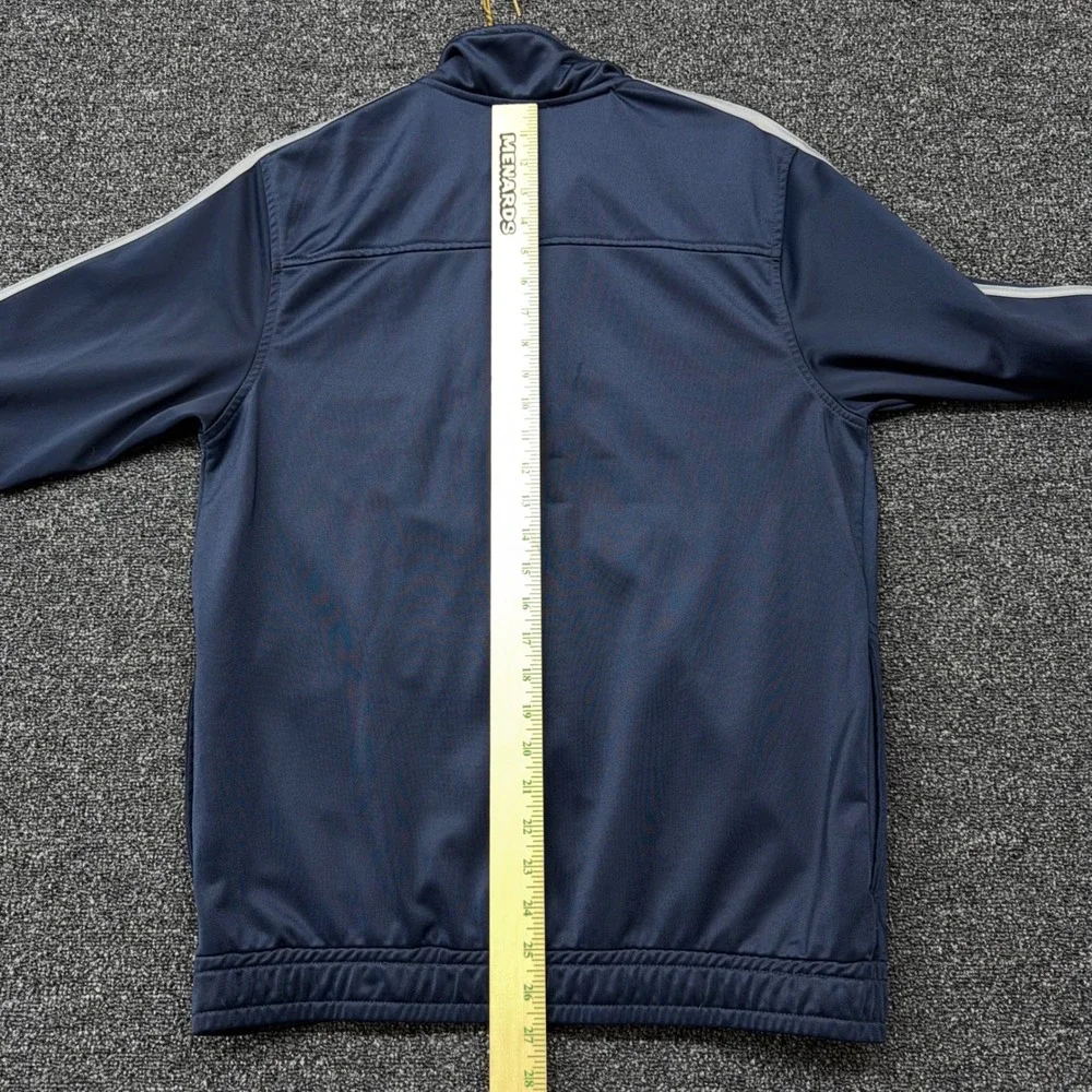Starter Mens Track Jacket Navy Blue White Stripe Full Zip Mock Neck Size M
